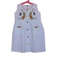 Cotton Dress Orange Butterfly 10 - Age 3-4 years  - Pretty and Fairtrade van Quetzal Artisan