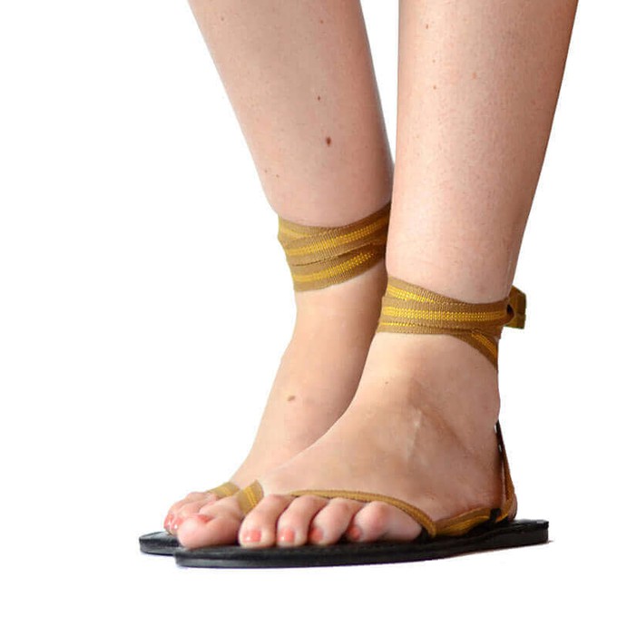 Sandals Golden Way - Lace Up - Beads Accessory - Fairtrade from Quetzal Artisan