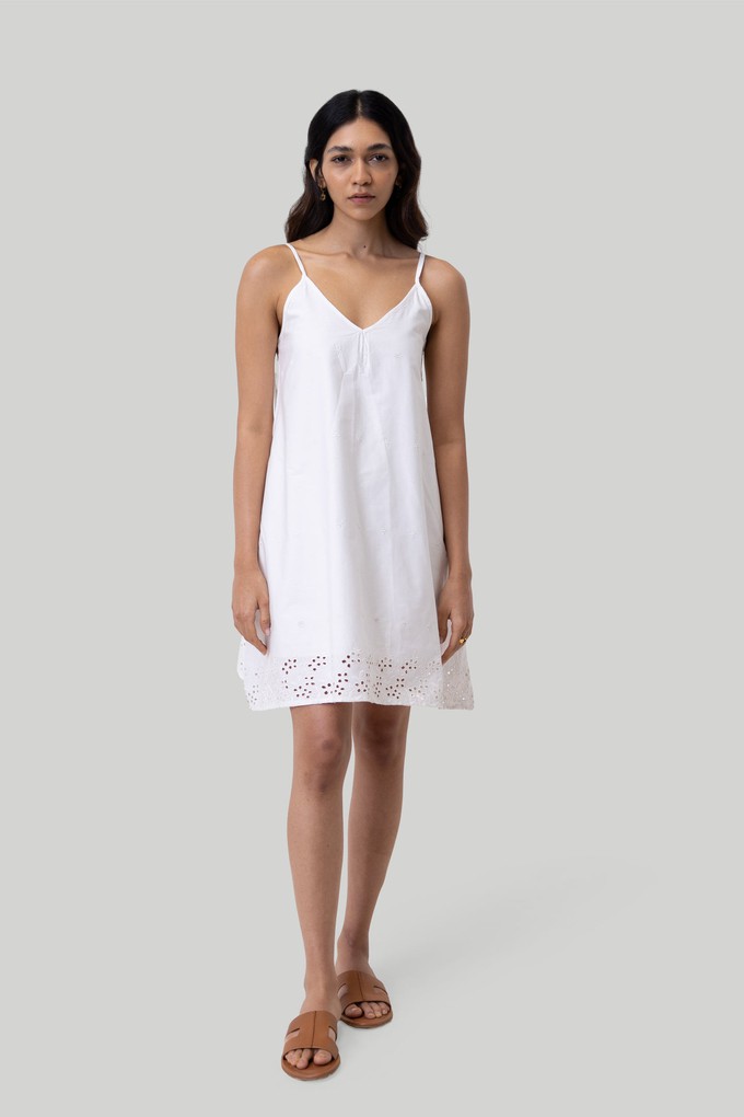 Short Tent Dress in White Embroidery from Reistor