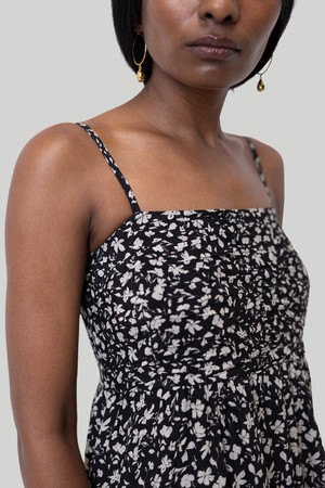 Ruched Strappy Mini Black Floral Dress from Reistor
