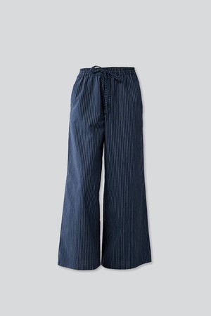 Wide-leg Drawstring Pants with Navy and White Stripes in Blue from Reistor