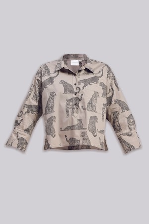 Oversized Cropped Front-buttoned Shirt In Animal Print from Reistor