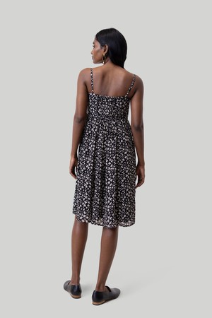 Ruched Strappy Mini Black Floral Dress from Reistor
