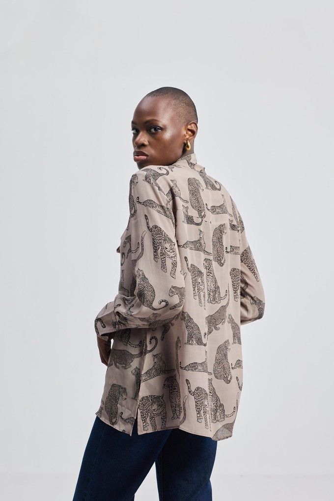 Relaxed-Fit Top with Front-tie in Animal Print from Reistor