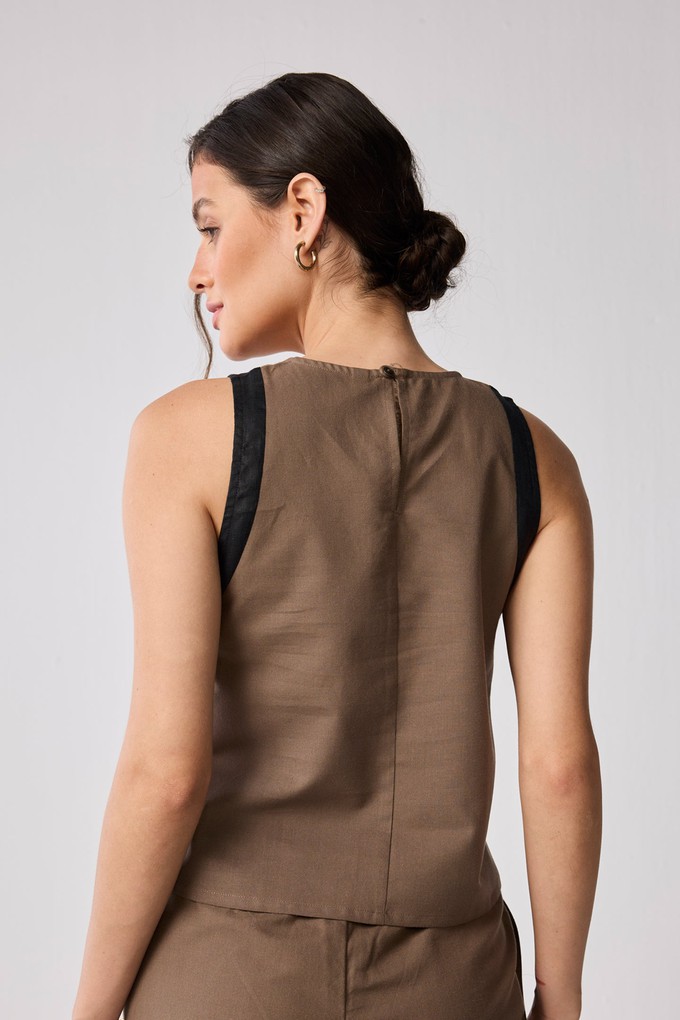 Matching Set with Wide-leg Pants and Colorblock Top in Brown from Reistor