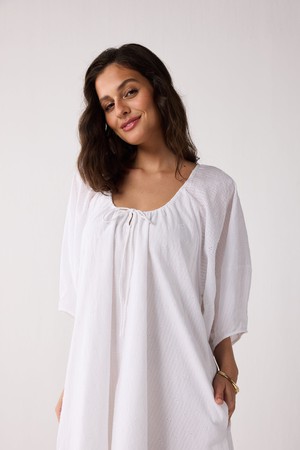 Puff Sleeved Dress with Drawstring Neckline from Reistor