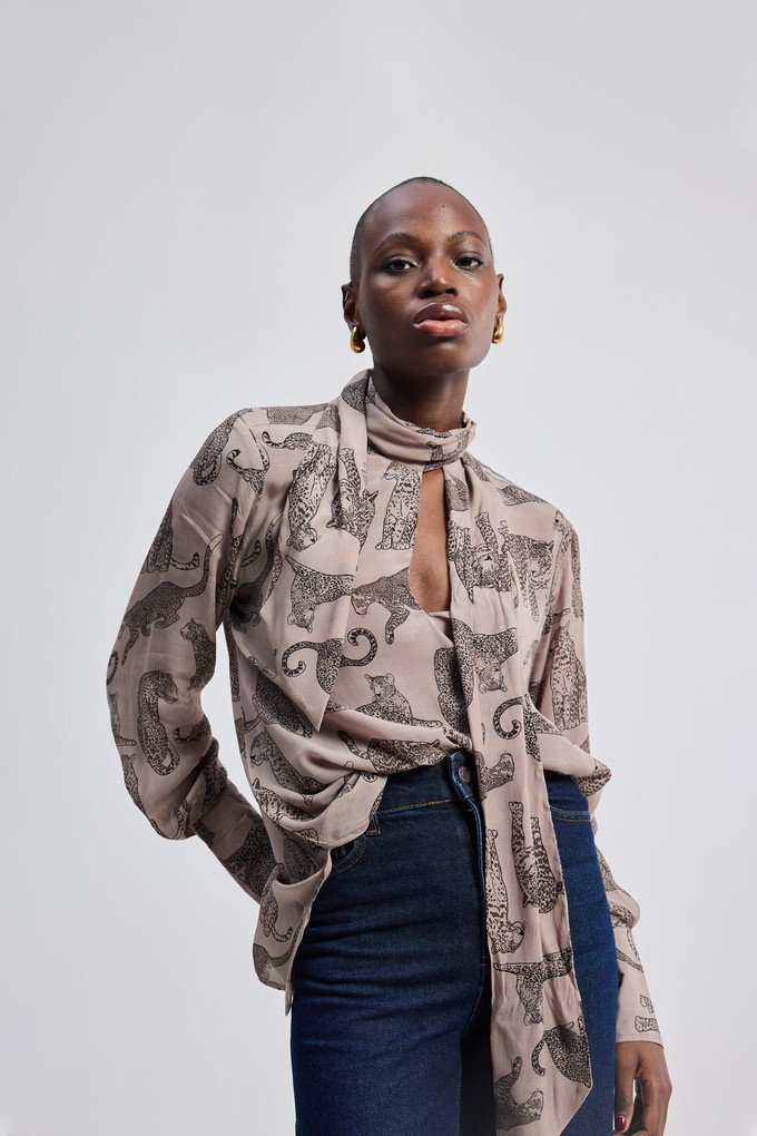 Relaxed-Fit Top with Front-tie in Animal Print from Reistor
