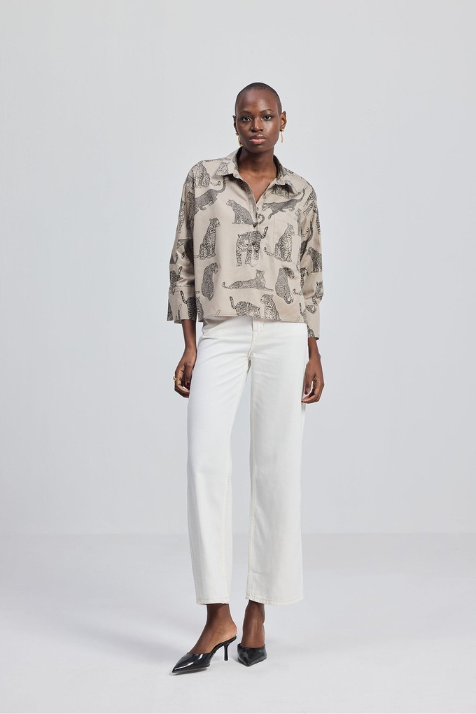 Oversized Cropped Front-buttoned Shirt In Animal Print from Reistor