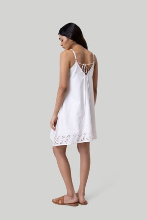 Short Tent Dress in White Embroidery from Reistor