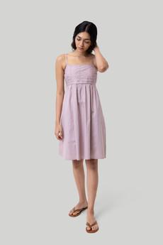 Ruched Strappy Dress in Pink via Reistor