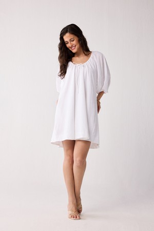 Puff Sleeved Dress with Drawstring Neckline from Reistor