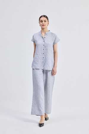 Relaxed-fit Shirt Set in Linen Stripes from Reistor