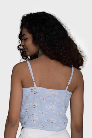 Pool Day Tan Lines Top in Blue from Reistor