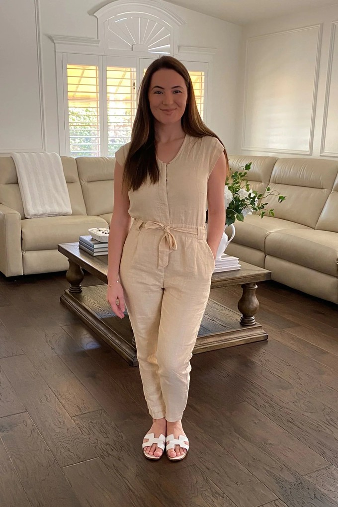 Evening Chai Jumpsuit in Neutral Beige from Reistor