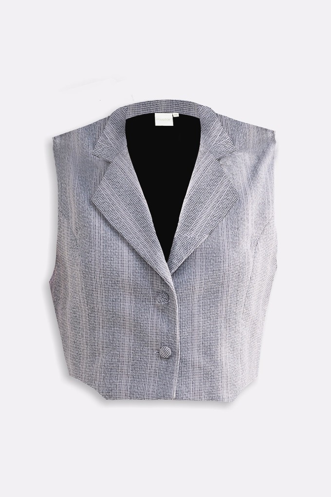 Cropped Cotton Tweed Vest in Grey from Reistor