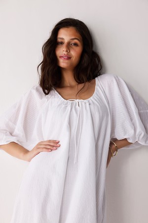 Puff Sleeved Dress with Drawstring Neckline from Reistor