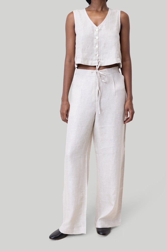 Cropped Vest Set in Linen Checks from Reistor
