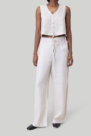 Cropped Vest Set in Linen Checks from Reistor