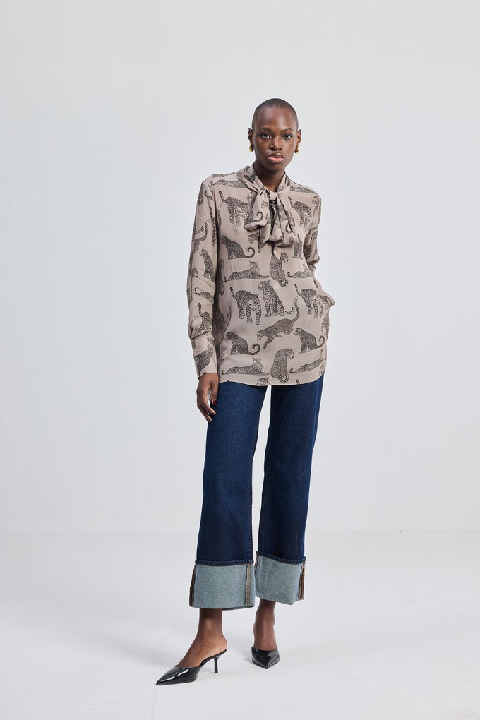 Relaxed-Fit Top with Front-tie in Animal Print from Reistor