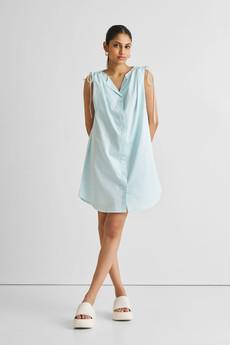 Shirt dress with Shoulder Tie Details in Summer Blue via Reistor