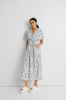 Gathered Maxi Dress in Blue Florals via Reistor