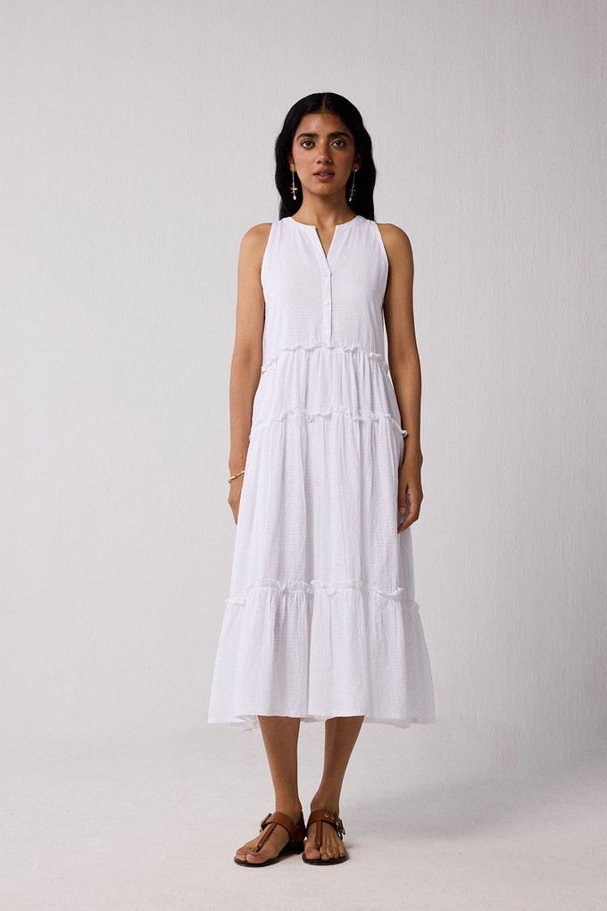 Embroidered Sleeveless Maxi Dress in White from Reistor