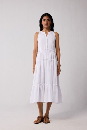 Embroidered Sleeveless Maxi Dress in White from Reistor