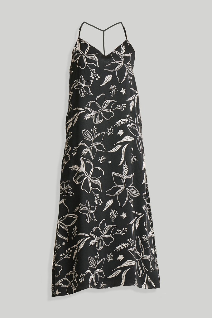 Midi Slip Dress in Black Florals from Reistor
