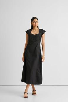 Ruched Dress with Front Slit via Reistor