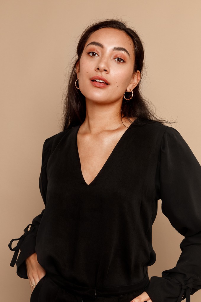 Nina Black Tencel Long Sleeve Top from Roses & Lilies