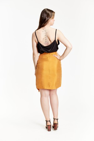 Gold Vegan Silk High Waisted Split Skirt from Roses & Lilies