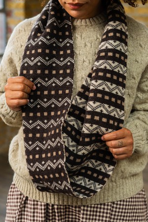 Isle Line Circle Scarf | Dark Brown from ROVE