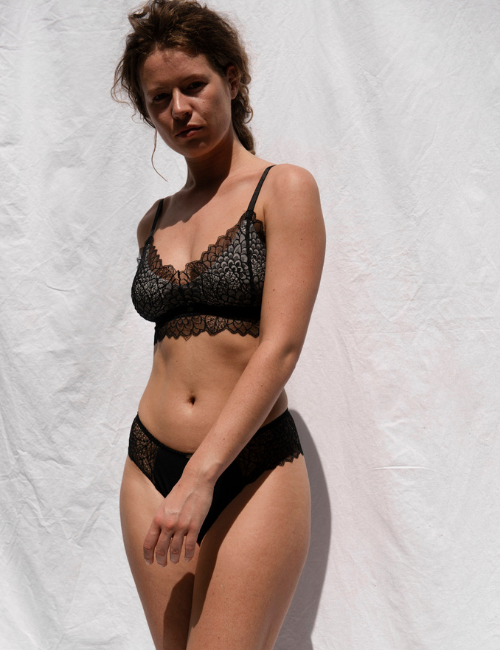 Mid Waist Slip - Willow Black from Savara Intimates