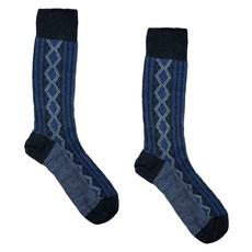 Hirsch Natur Folklore sokken wol blauw van Schaapskleren