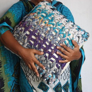 Chunky knit cushion covers, 18x18in 46x46cm, ethically handmade in Bangladesh from Shakti.ism