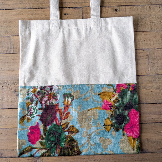 Half sari, half cotton tote bag, ethically handmade in India from Shakti.ism