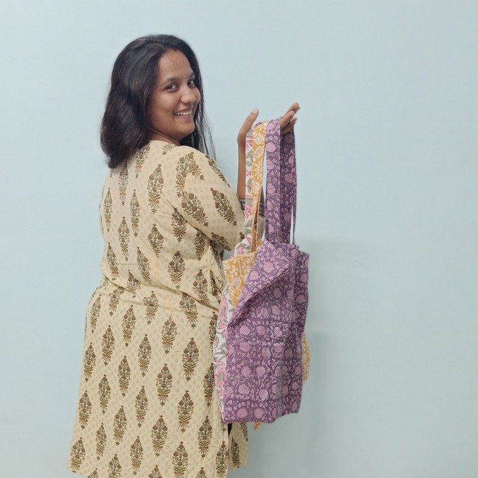 Block Printed Cotton Tote Bag: Ethically Handmade in India from Shakti.ism