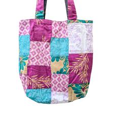 Colourful Sari Patchwork Tote Bags, Fair Trade Market Weekender Bag in Shades of Purple via Shakti.ism