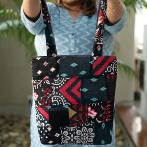 Colourful Sari Patchwork Tote Bags, Fair Trade Market Weekender Bag in Shades of Teal from Shakti.ism