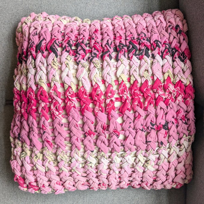 Chunky knit cushion covers, 18x18in 46x46cm, ethically handmade in Bangladesh from Shakti.ism