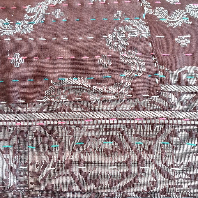 Silk sari cushion cover, mocha from Shakti.ism