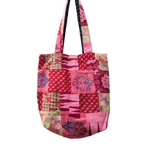 Colourful Sari Patchwork Tote Bags, Fair Trade Market Weekender Bag in Shades of Red and Pink from Shakti.ism