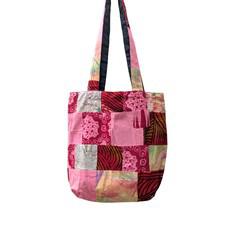 Colourful Sari Patchwork Tote Bags, Fair Trade Market Weekender Bag in Shades of Red and Pink via Shakti.ism
