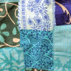 Colourful Sari Patchwork Tote Bags, Fair Trade Market Weekender Bag in Shades of Teal from Shakti.ism