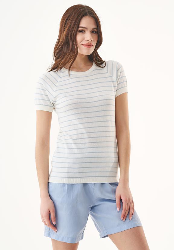 T-Shirt Met Strepen Fijn Gebreid Blauw Haze & Off White from Shop Like You Give a Damn