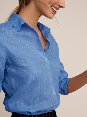 Elm Blouse Midden Blauw from Shop Like You Give a Damn