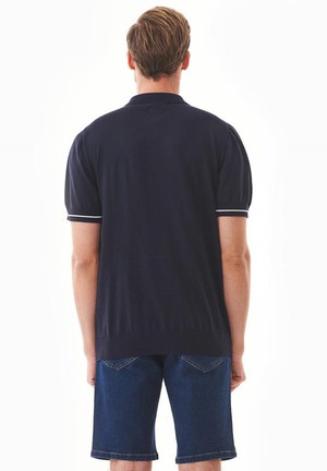 Poloshirt Gebreid Marineblauw from Shop Like You Give a Damn