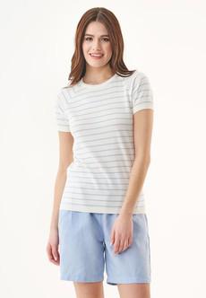 T-Shirt Met Strepen Fijn Gebreid Blauw Haze & Off White via Shop Like You Give a Damn