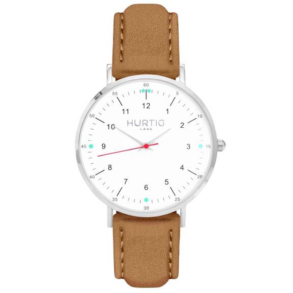 Horloge Moderno Zilver Wit & Camel from Shop Like You Give a Damn