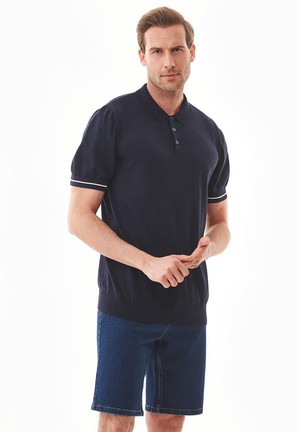 Poloshirt Gebreid Marineblauw from Shop Like You Give a Damn